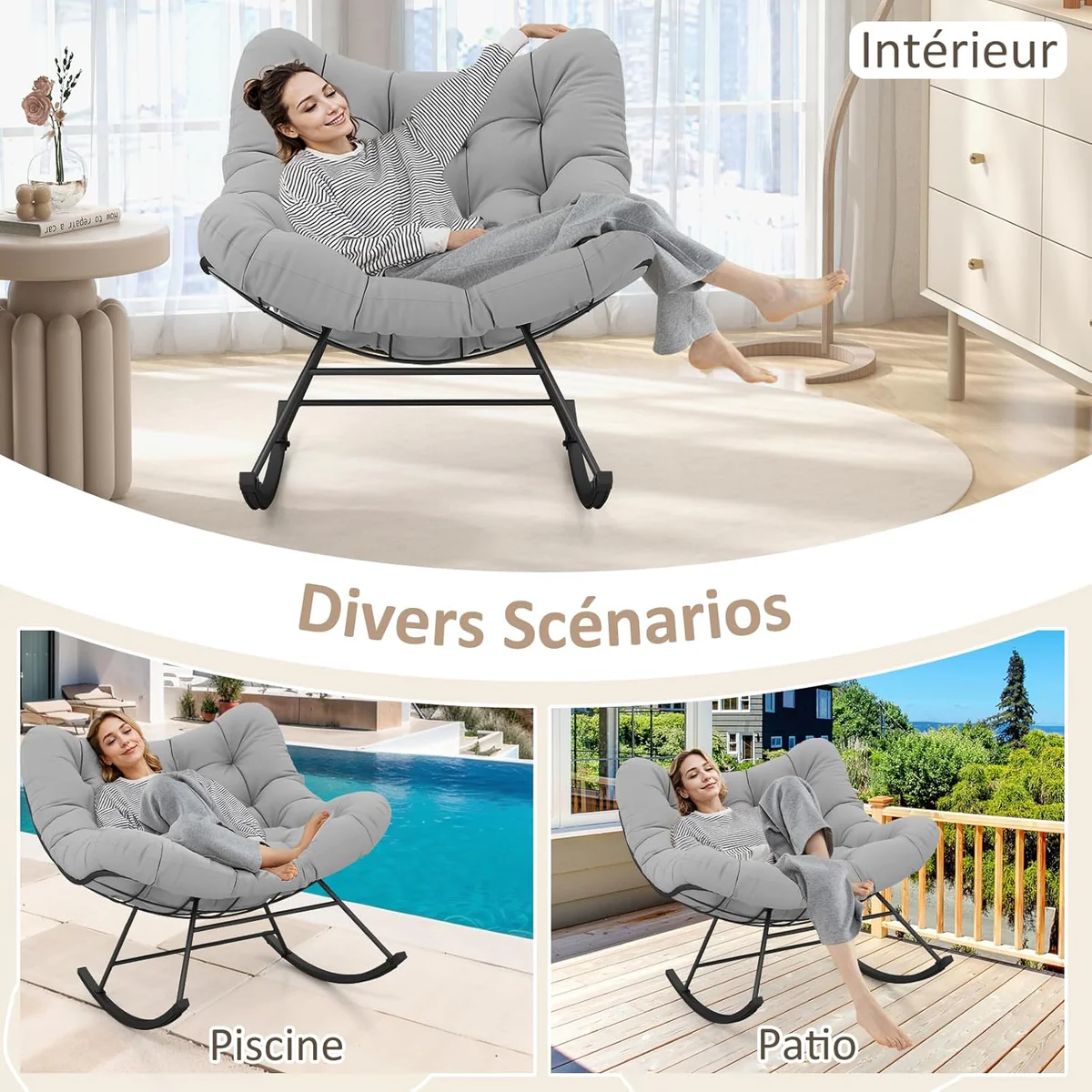Scaun balansoar cu pernă tip nor, ultra confortabil, imagine 8